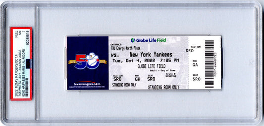 2022 Aaron Judge Yankees FULL Ticket 62ND HR Passes Maris PSA NM 7
