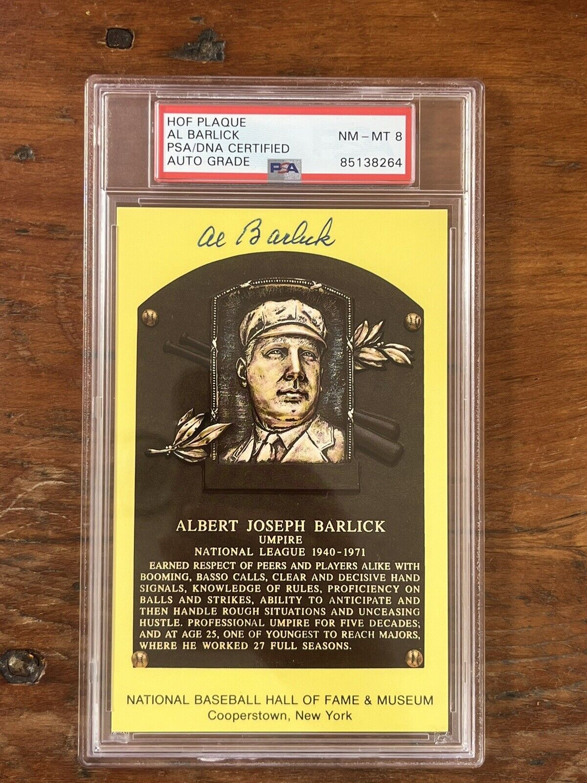 Albert “Al” Barlick Signed HOF Post Card PSA NM-MT 8 Auto
