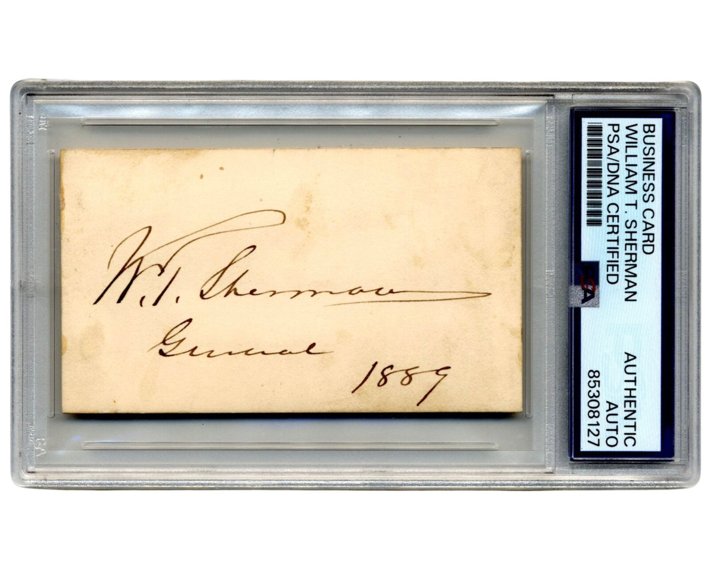 General W.T. SHERMAN Signed Business Card PSA Auto - Union Civil War Hero!