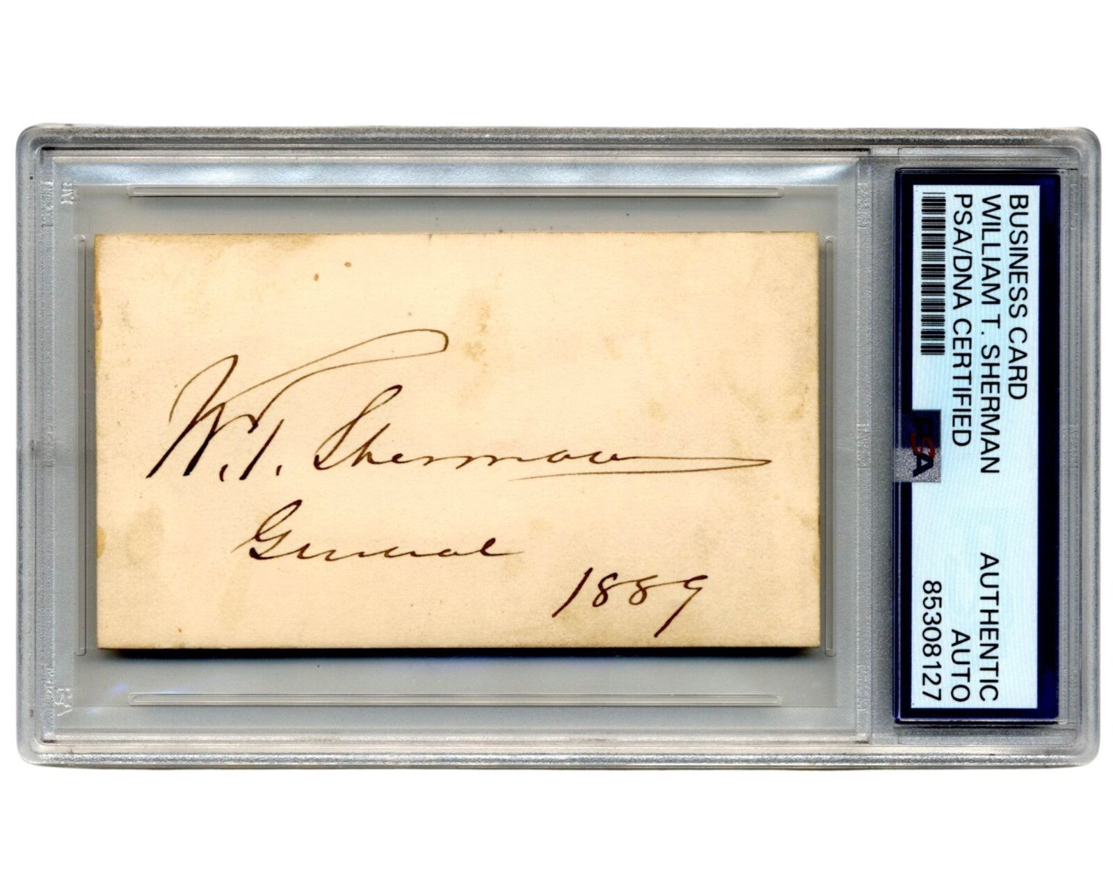 General W.T. SHERMAN Signed Business Card PSA Auto - Union Civil War Hero!