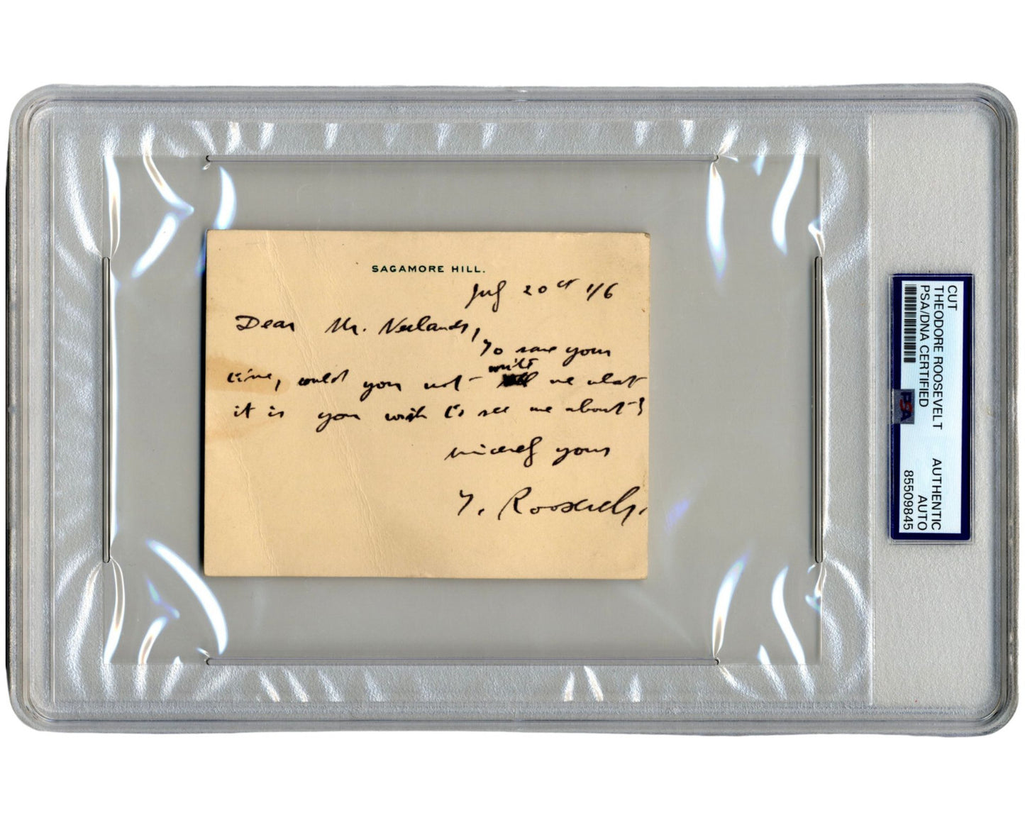 President Theodore Roosevelt Signed Handwritten Letter from Sagamore! PSA Auto