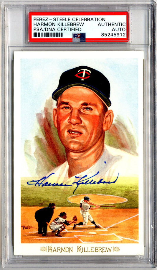 Harmon Killebrew PSA Signed Auto Perez Steele Postcard - Twins