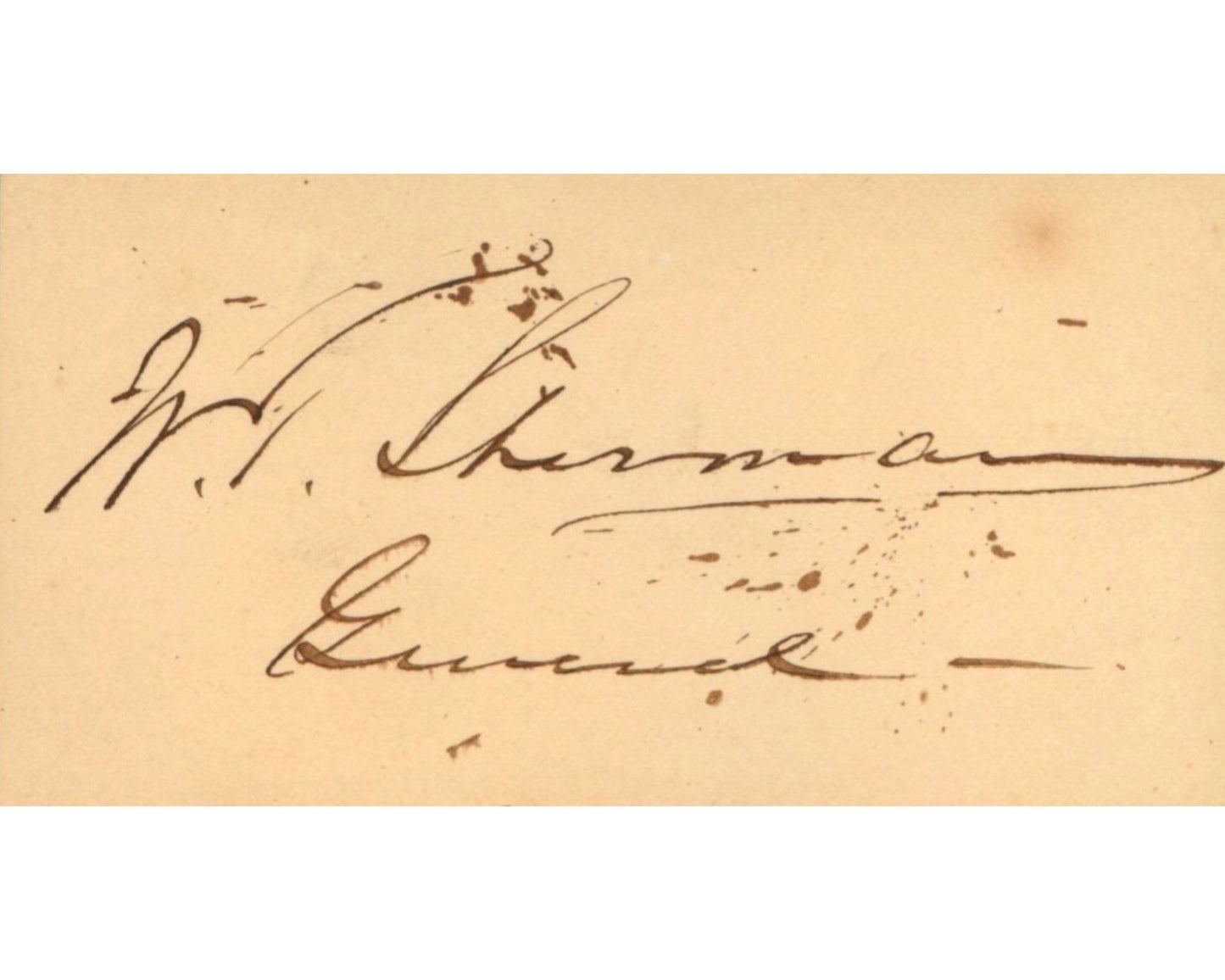 General W.T. SHERMAN Signed Display PSA Auto - Union Civil War Hero on Horse!