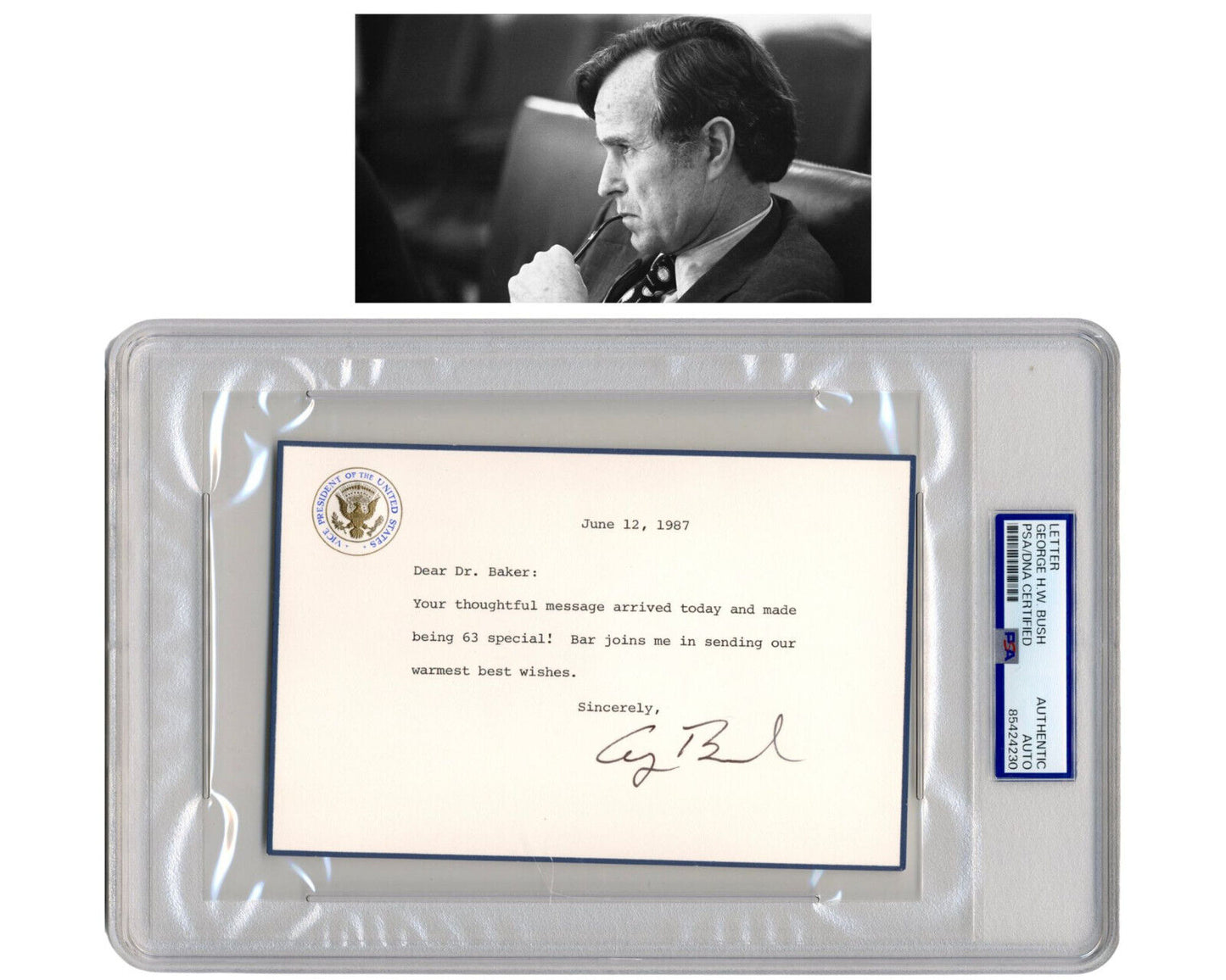President George H.W. Bush Signed Hand Written Letter on VP Stationary PSA
