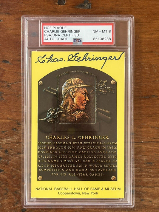 Charles “Charlie” Gehringer Signed HOF Post Card PSA NM-MT 8 Auto