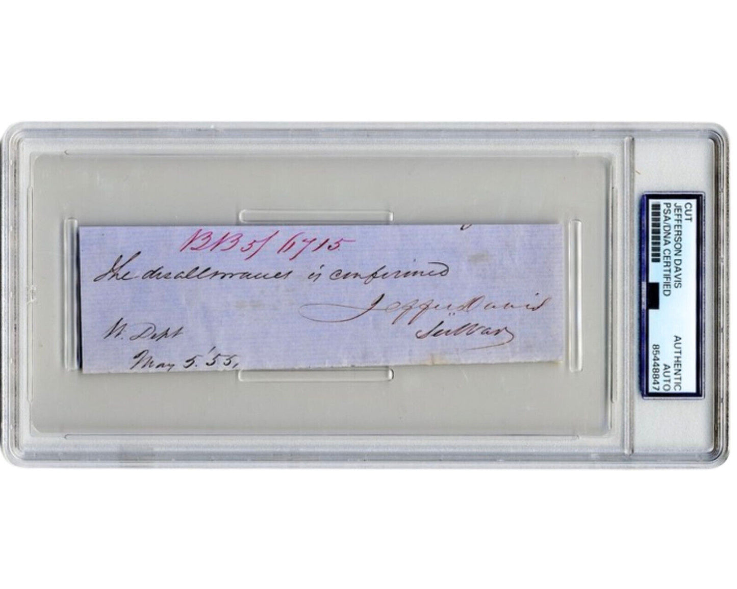 Confederate President Jefferson Davis Signed Cut as Sec. of War under Pierce PSA
