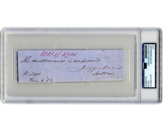 Confederate President Jefferson Davis Signed Cut as Sec. of War under Pierce PSA