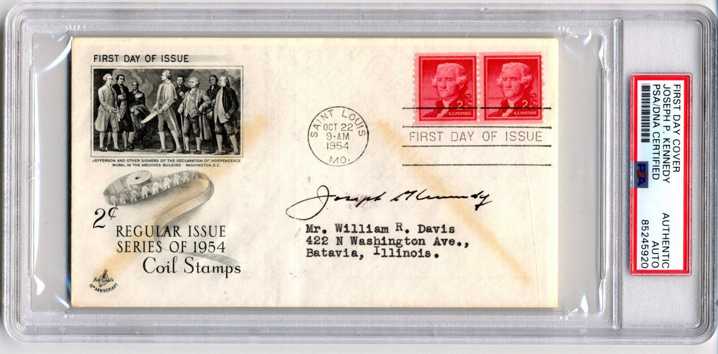 Joseph Kennedy Signed FDC PSA Auto, JFK's Father!