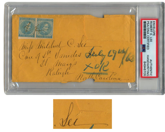 Civil War General Robert E. Lee Handwritten Envelope PSA Authentic "Lee"