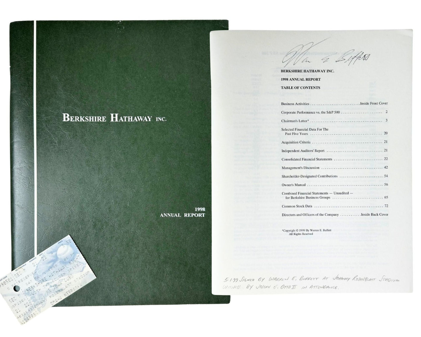 Warren Buffett Signed Berkshire Hathaway Annual Report JSA - The Best Buffett!