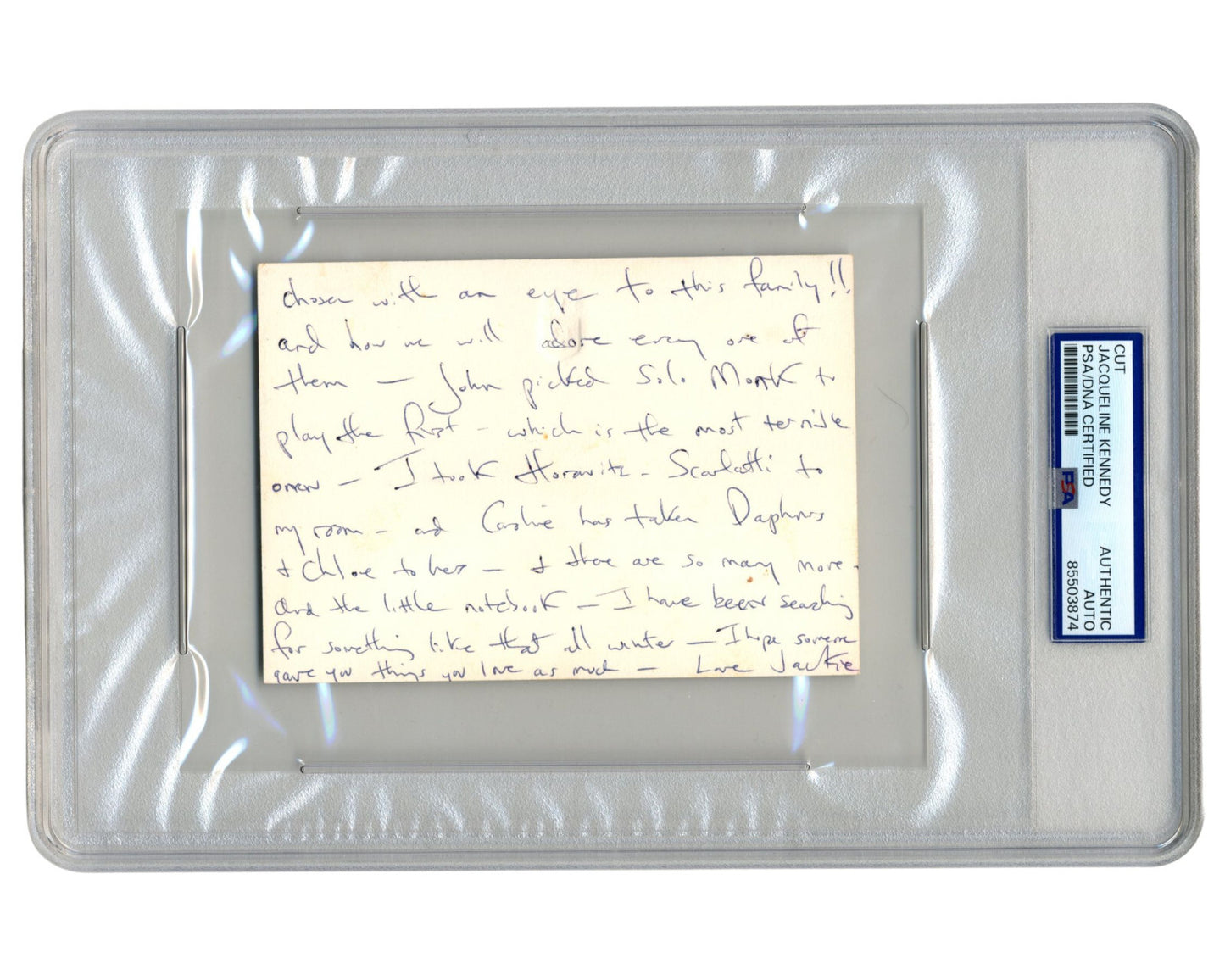 First Lady Jackie Kennedy Signed Letter on Music! JFK Mourning Stationary PSA