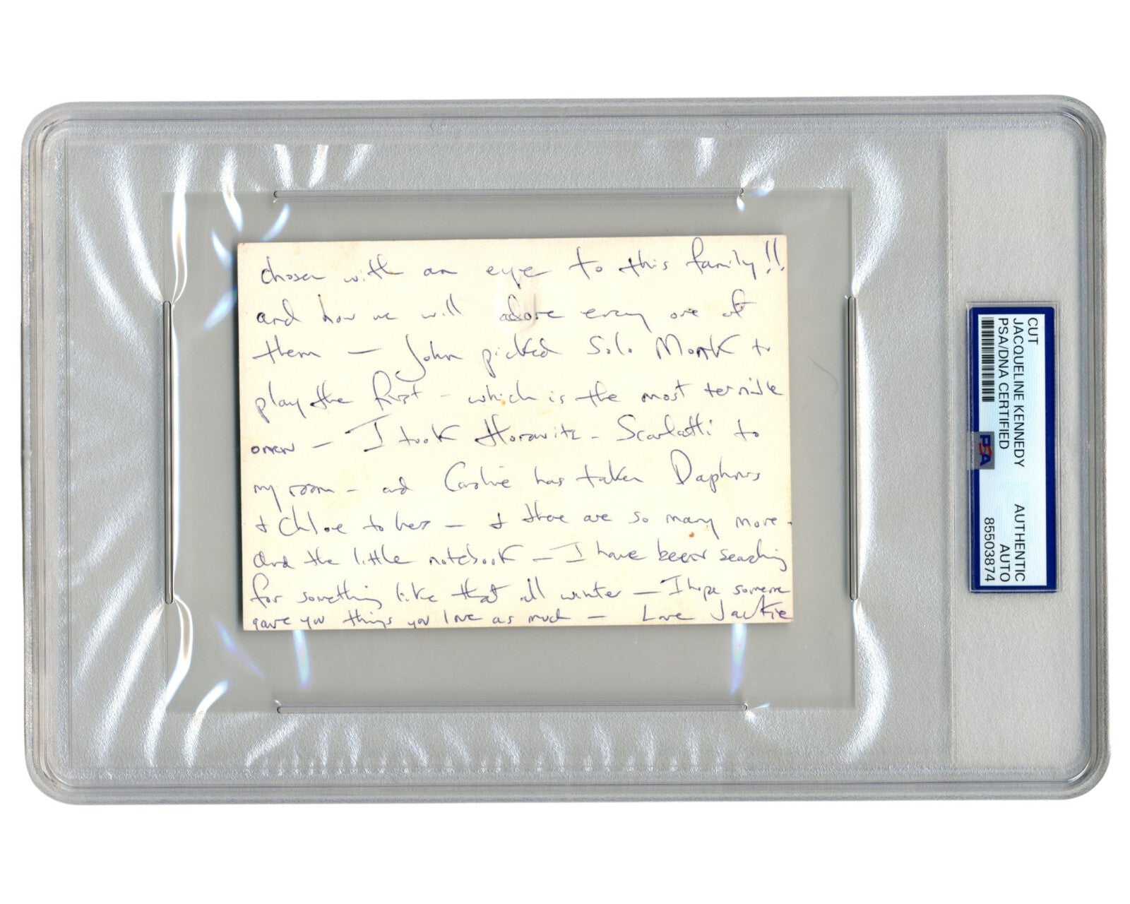 First Lady Jackie Kennedy Signed Letter on Music! JFK Mourning Stationary PSA
