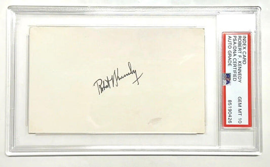 ROBERT F. KENNEDY Signed Index Card PSA Gem Mint 10 Autograph. JFK, RFK