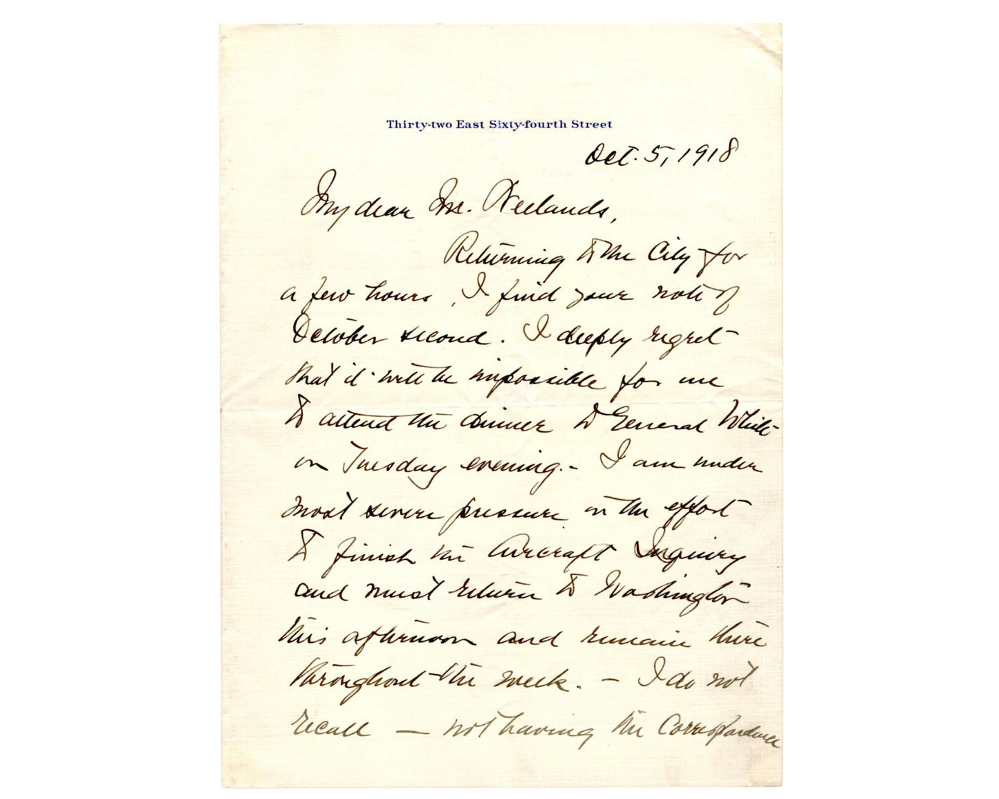 Justice Charles Evans Hughes on WWI Aircraft Inquiry PSA
