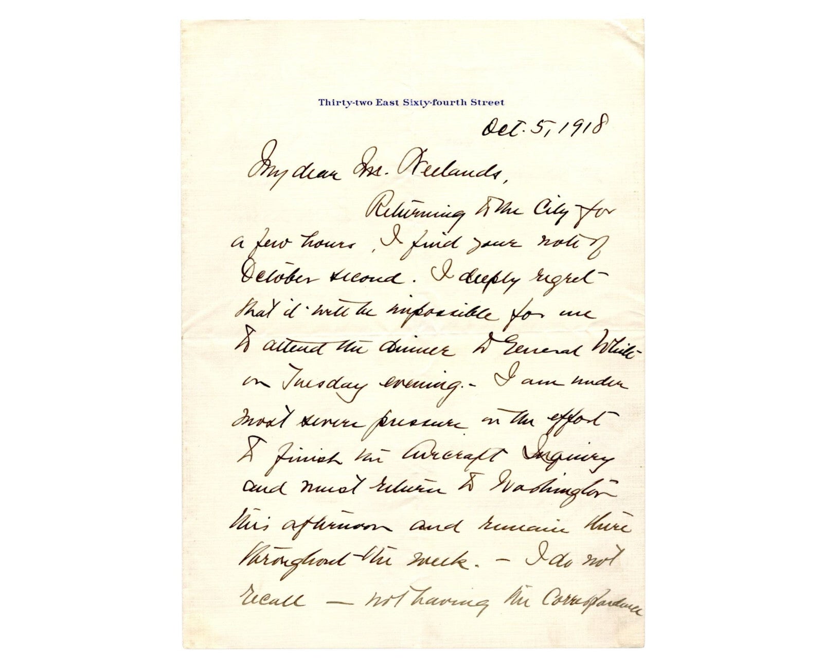 Justice Charles Evans Hughes on WWI Aircraft Inquiry PSA