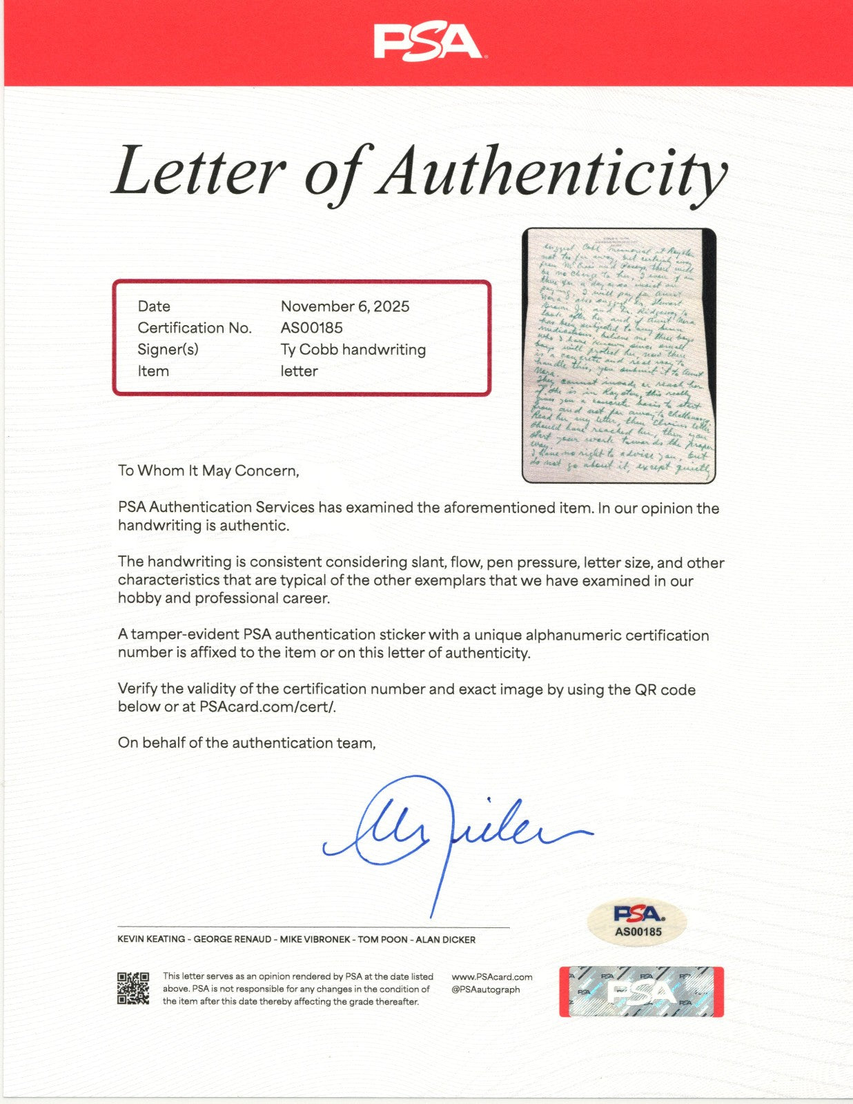 Ty Cobb Twice Signed 6 Page Handwritten Letter PSA & Beckett BAS Auto