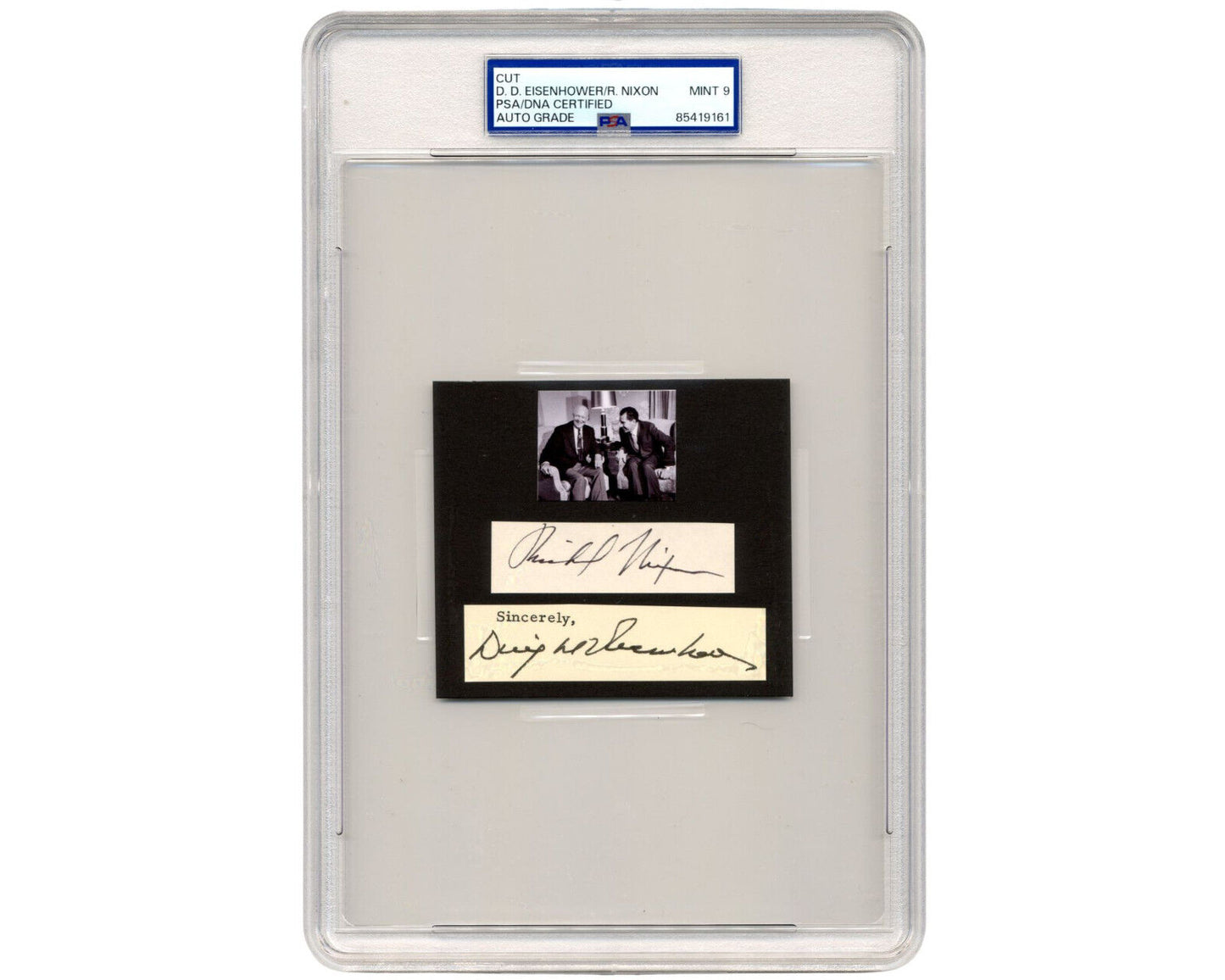 President Dwight Eisenhower & Richard Nixon Signed Display PSA Mint 9