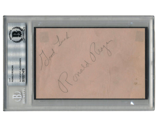 President Ronald Reagan Signed Cut BAS Authentic - Gorgeous Example!