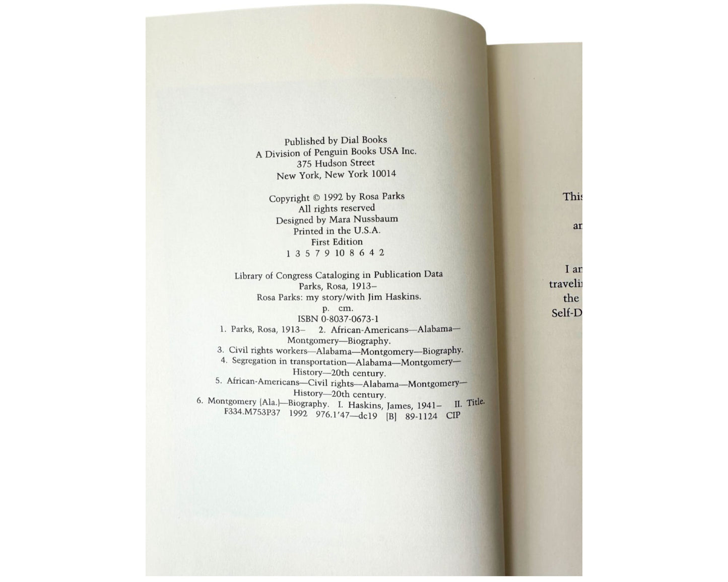 Rosa Parks Signed "My Story" Rare First Edition, First Printing Copy! PSA Auto