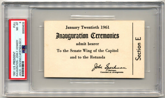 1961 President John F. Kennedy Inauguration Ticket PSA - POP 2 - Highest Graded!