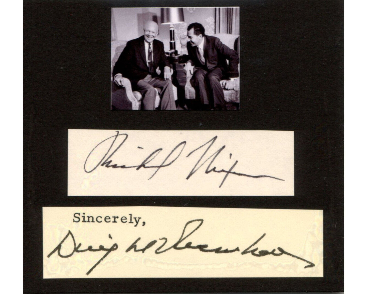 President Dwight Eisenhower & Richard Nixon Signed Display PSA Mint 9