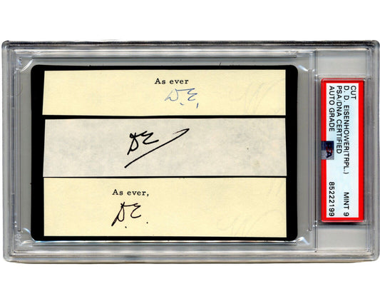 President Dwight Eisenhower Boldly Signed Cut PSA Mint 9 Three Initialed Sigs