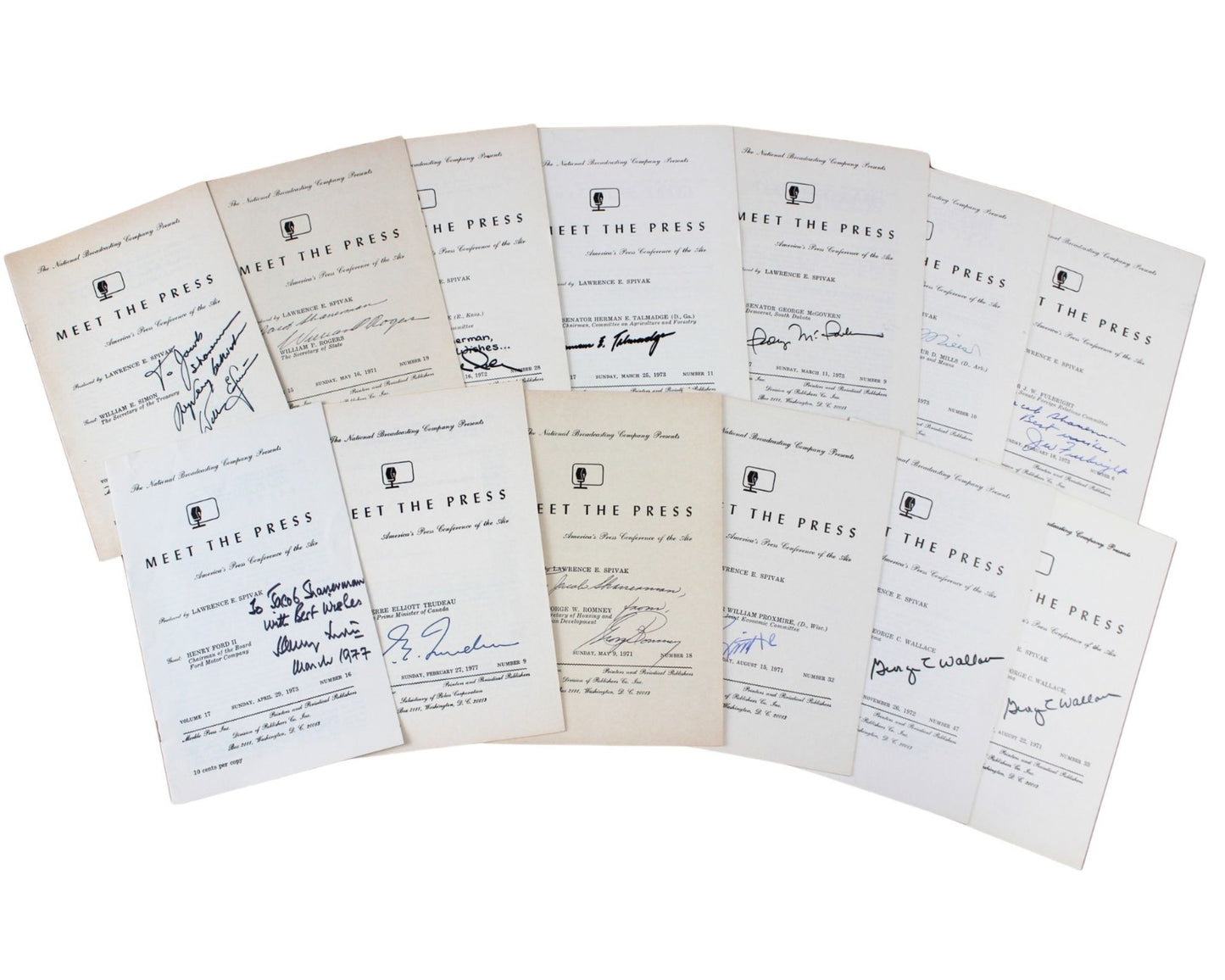 41 Meet the Press Signed Programs Kissinger Wallace Trudeau Goldwater McGovern +