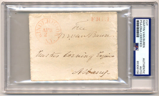 Martin Van Buren Authentic Signed 2.75x5.25 1861 Free Frank PSA/DNA Slabbed