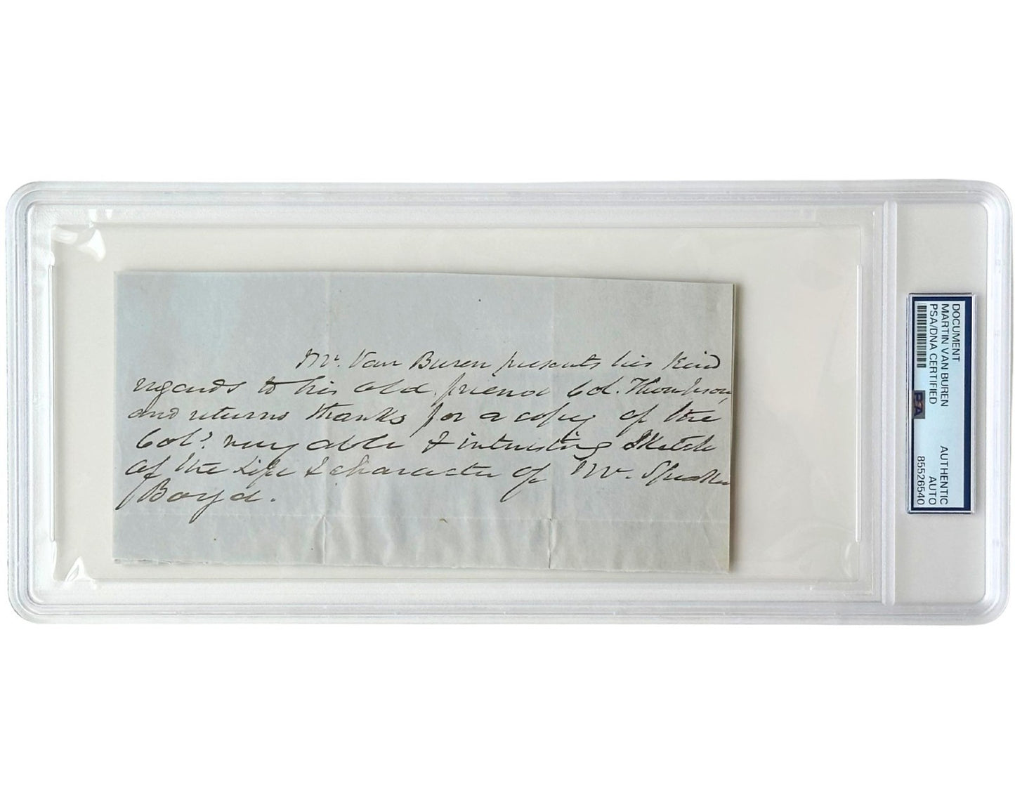 President Martin Van Buren Signed Handwritten Letter on Speaker of House! PSA