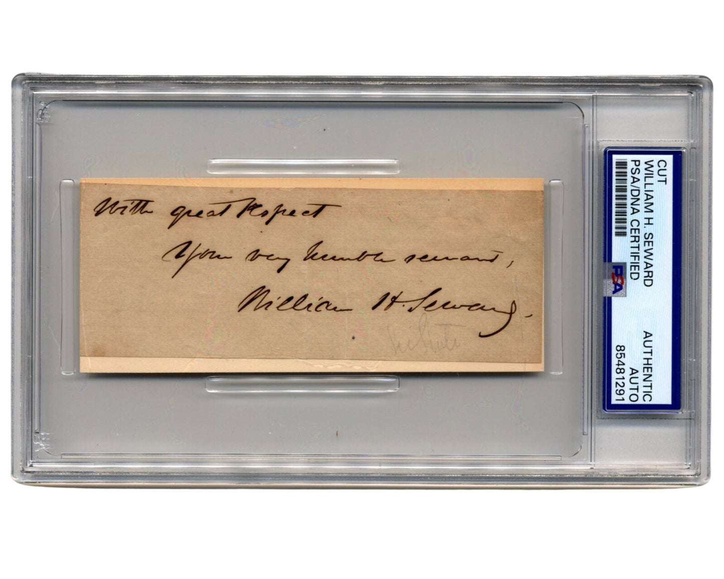 Lincoln's Secretary of State WILLIAM H. SEWARD Signed Cut PSA Auto