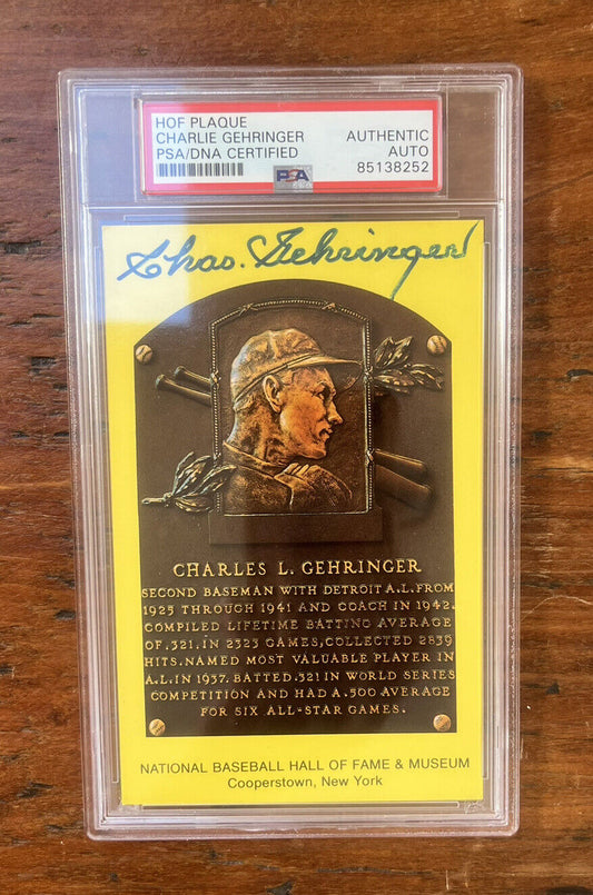 Charlie Gehringer Signed HOF Post Card PSA Auto