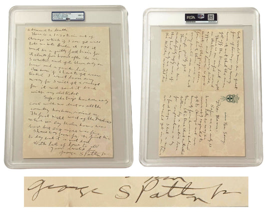 George S. Patton Signed Letter on "wonderfully ugly" Girls on Train! PSA Mint 9