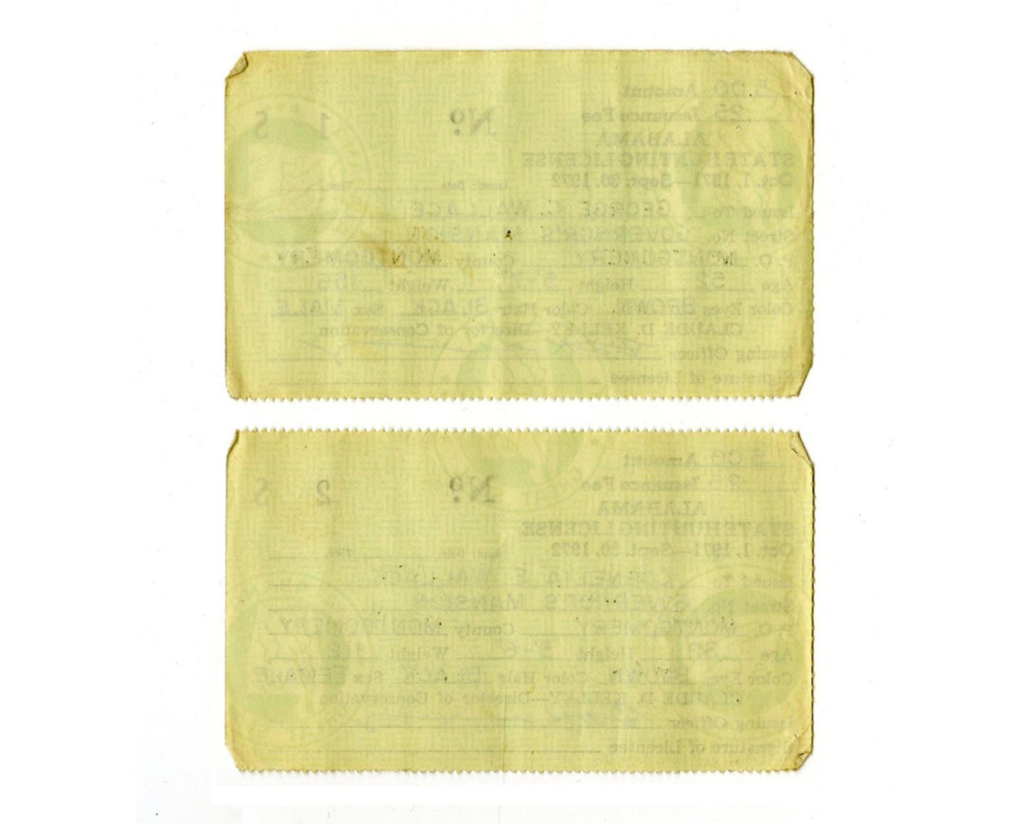 George Wallace & Wife Personally Owned Hunting License, Right Before He Was Shot