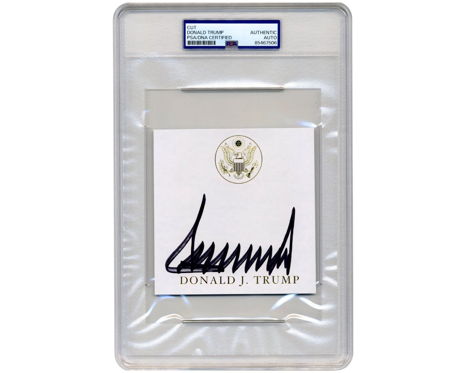 President Donald Trump Bold Signed Cut w/ Presidential Seal - PSA Authentic Auto