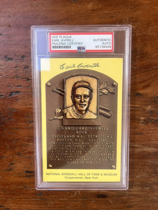 Earl Averill Signed HOF Post Card PSA Auto