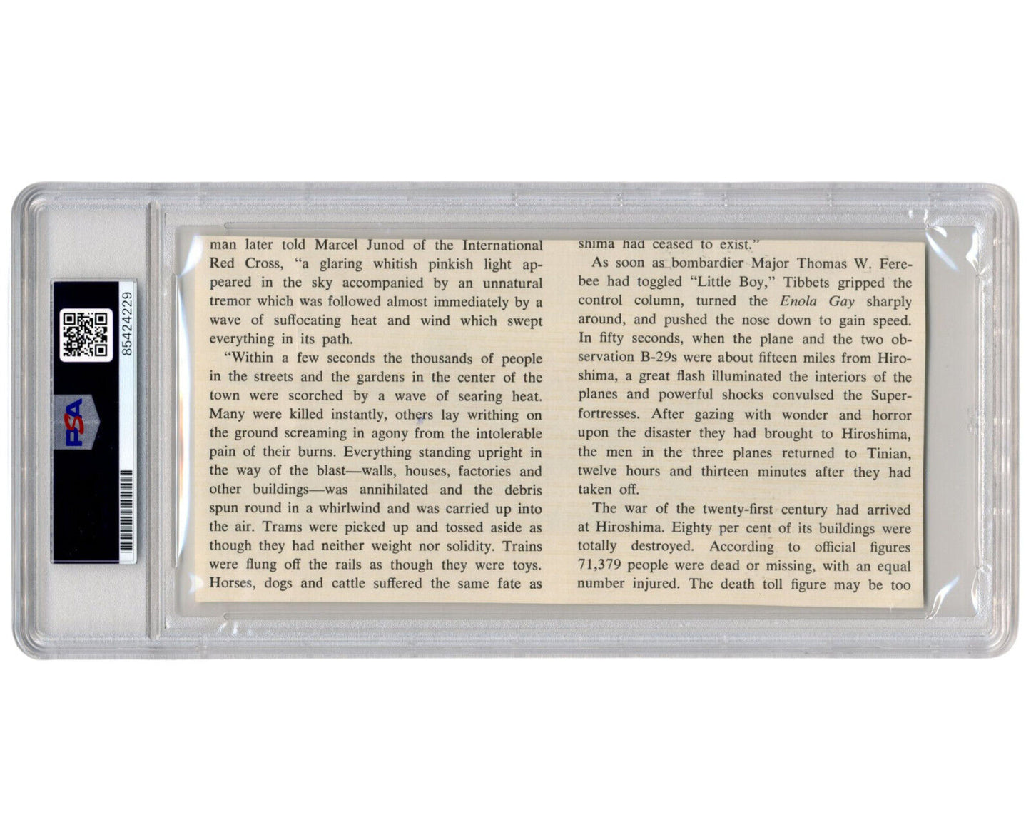 PAUL TIBBETS Signed Photo of Enola Gay - Pilot Dropped Bomb on Hiroshima PSA