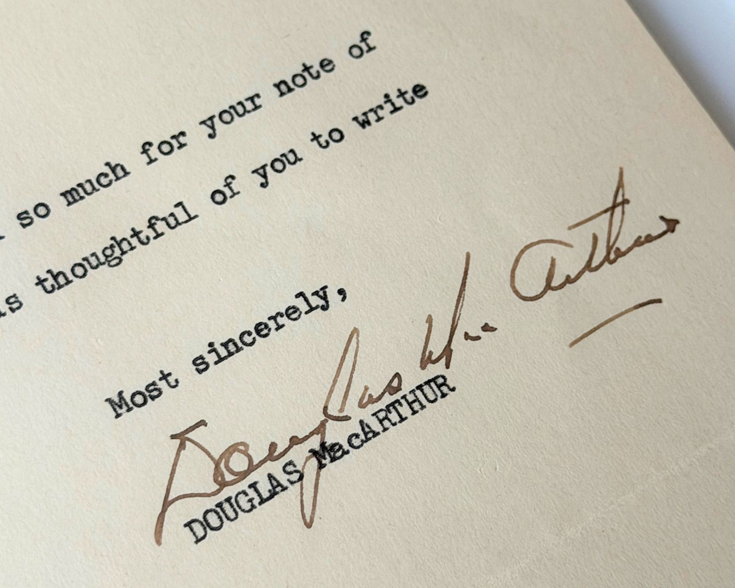 General Douglas MacArthur Signed Letter PSA Mint 9 Auto from Waldorf Astoria!