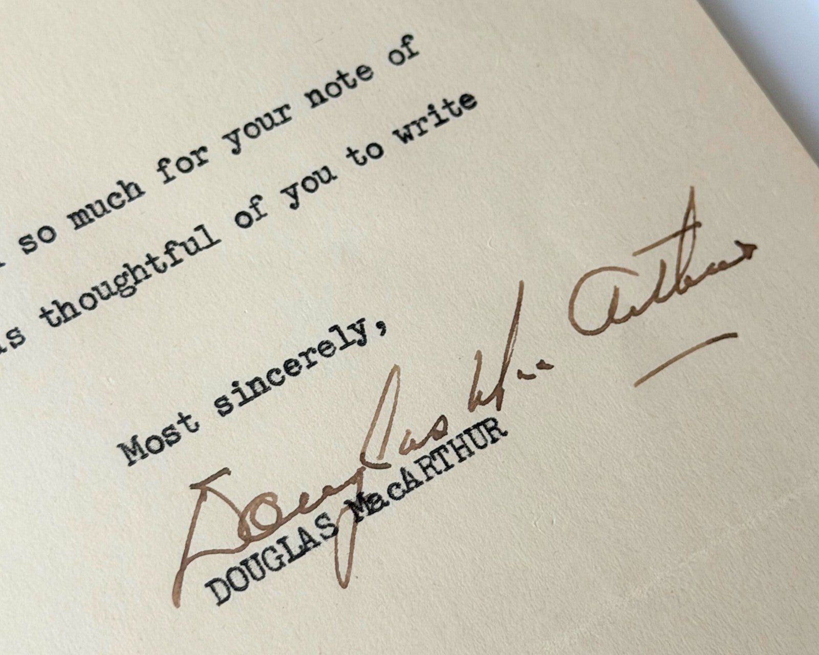 General Douglas MacArthur Signed Letter PSA Mint 9 Auto from Waldorf Astoria!