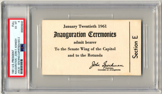 1961 President John F. Kennedy Inauguration Ticket PSA - POP 2