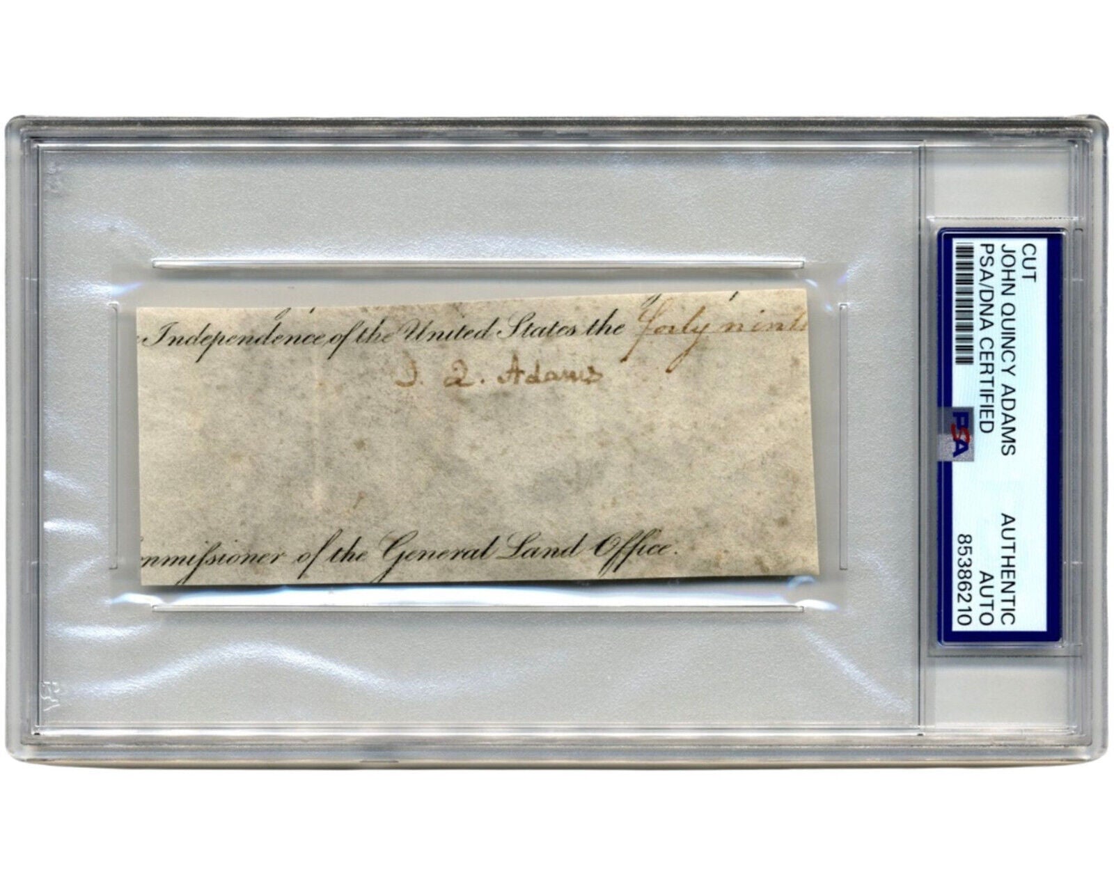 President JOHN QUINCY ADAMS Cut Signature Signed As President PSA Auto