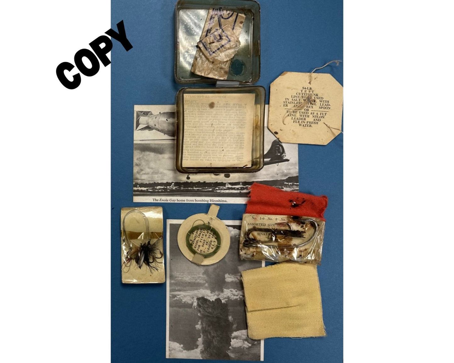 Enola Gay / Hiroshima Flown Emergency Survival Kit, Signed Photo Ex George Caron