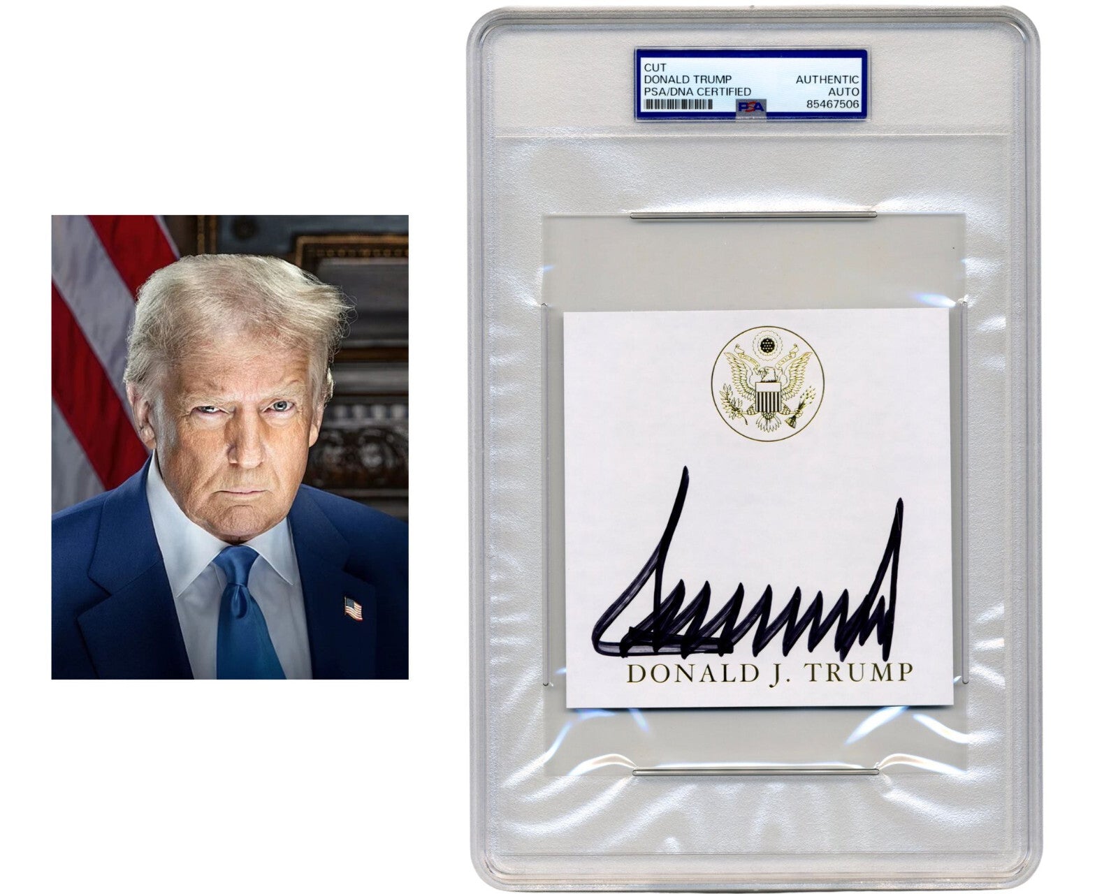 President Donald Trump Bold Signed Cut w/ Presidential Seal - PSA Authentic Auto