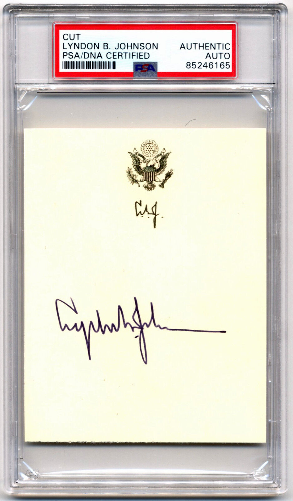 President Lyndon B. Johnson Signed Cut, Clean Example PSA/DNA