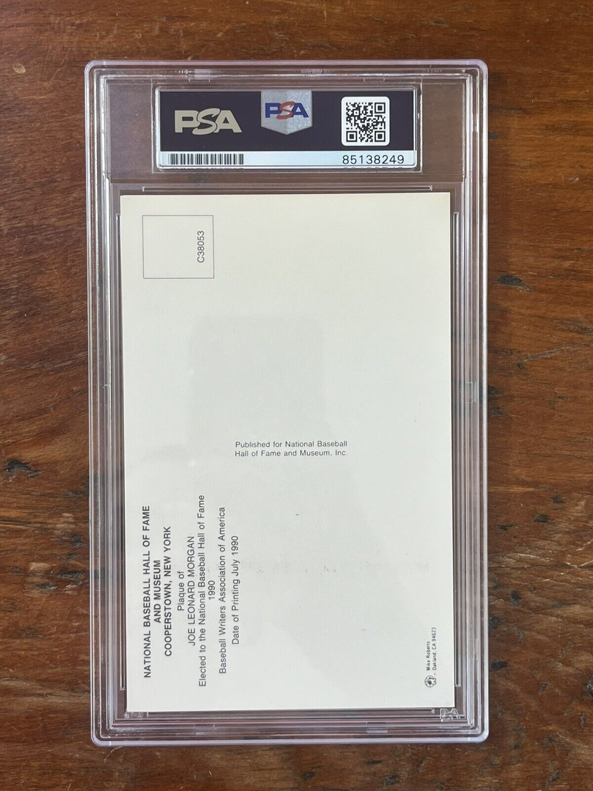 Joe Morgan Signed HOF Post Card PSA NM-MT 8 Auto