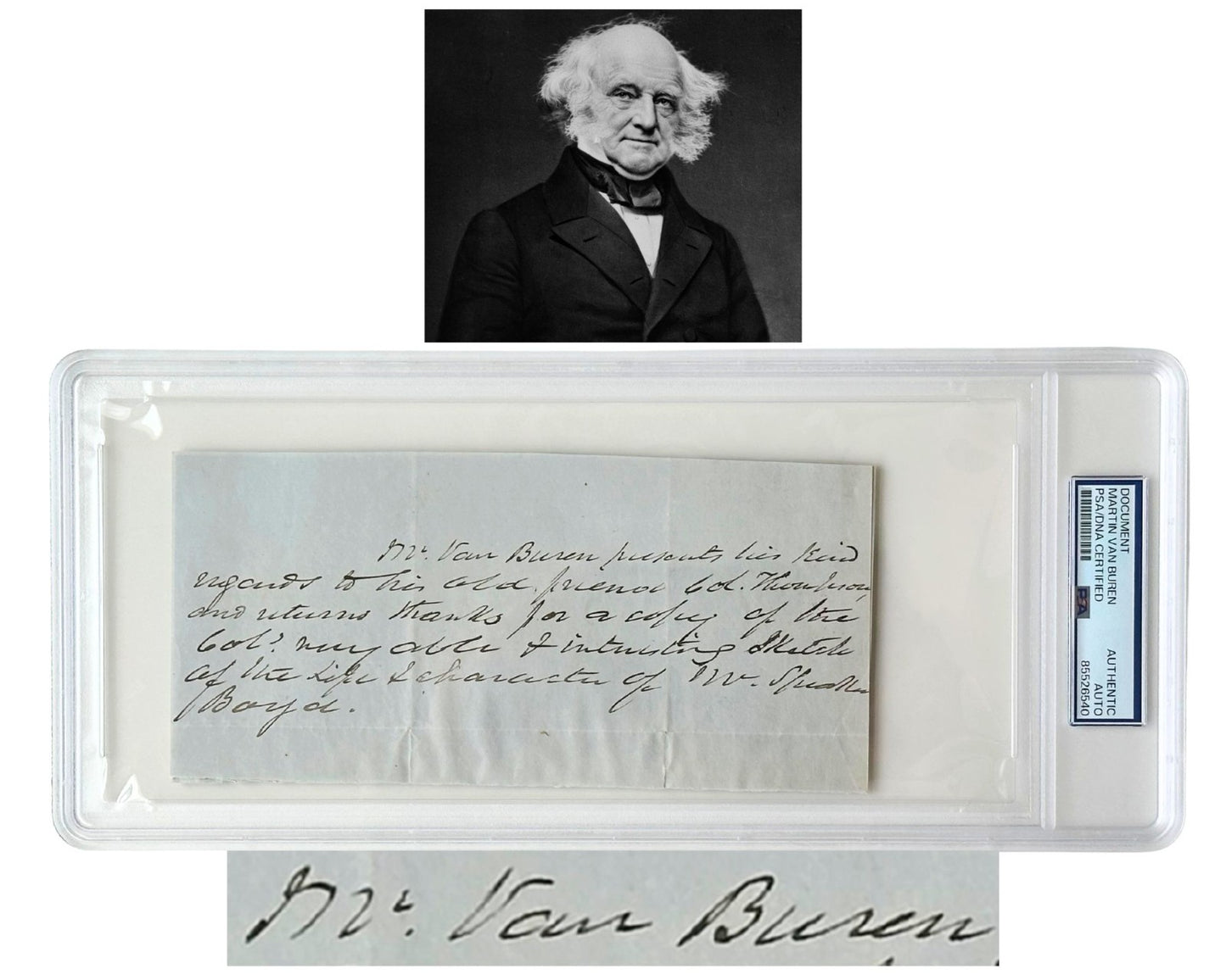President Martin Van Buren Signed Handwritten Letter on Speaker of House! PSA
