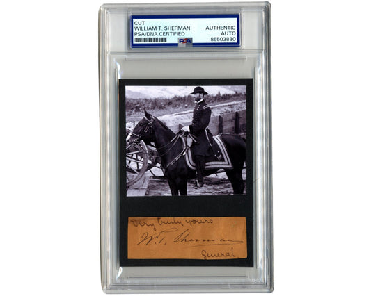 General W.T. SHERMAN Signed Display PSA Auto - Union Civil War Hero on Horse!