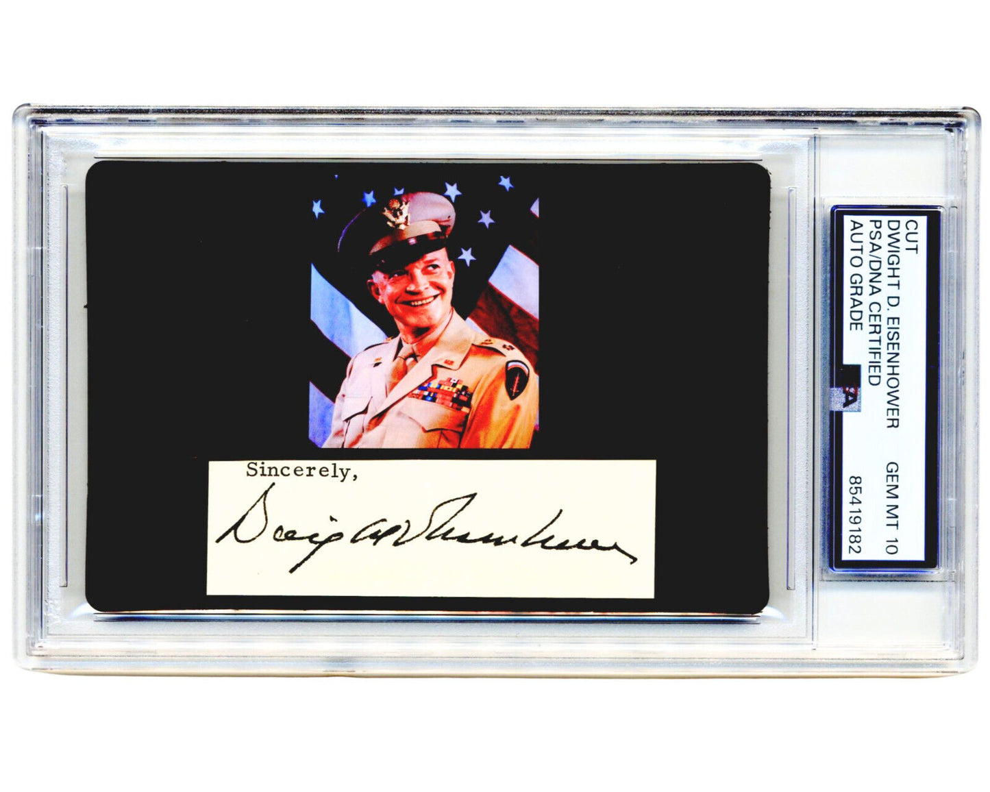 President DWIGHT EISENHOWER Signed Photo As General Display PSA Gem Mint 10