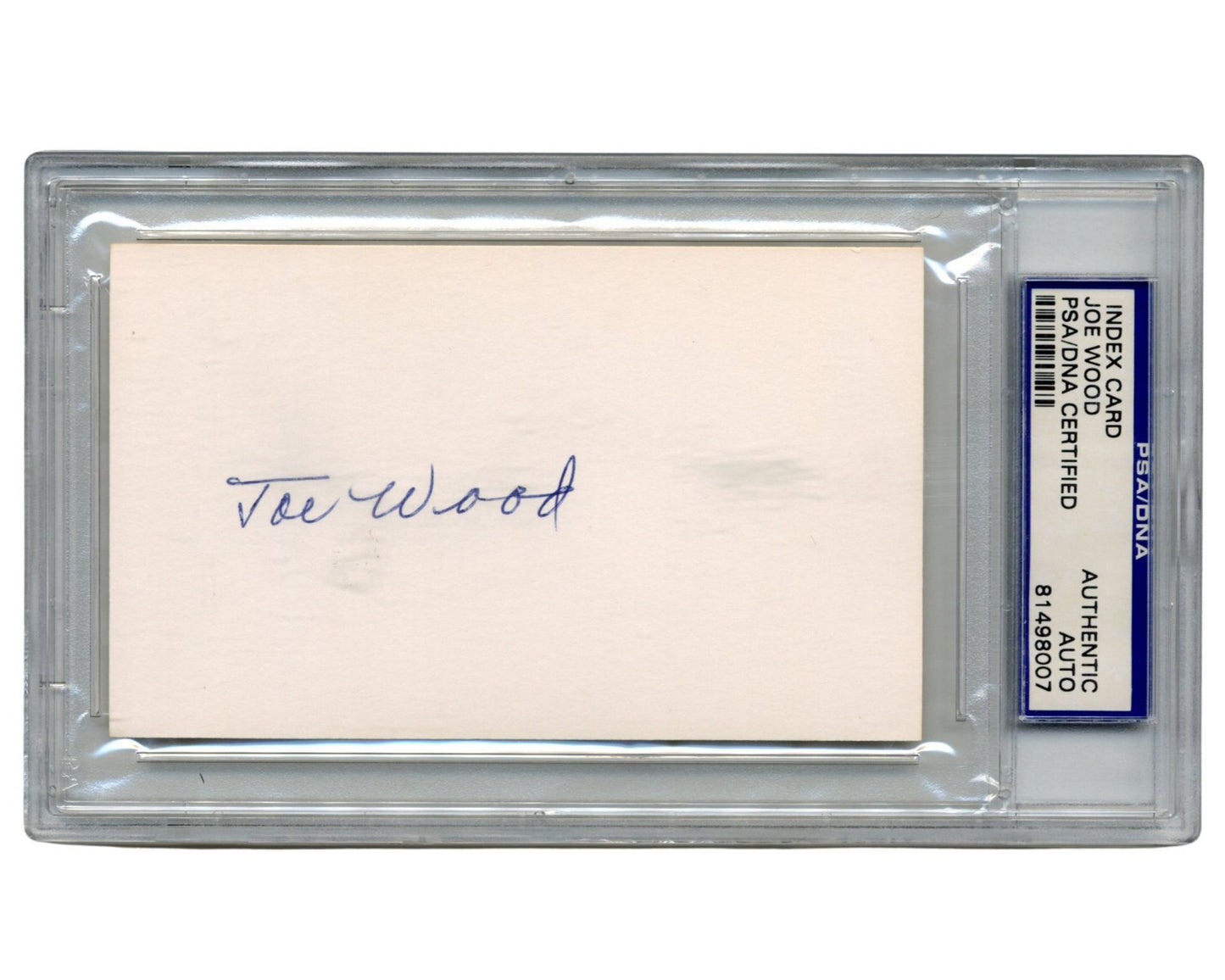 Smoky Joe Wood Signed Index Card - PSA Auto!