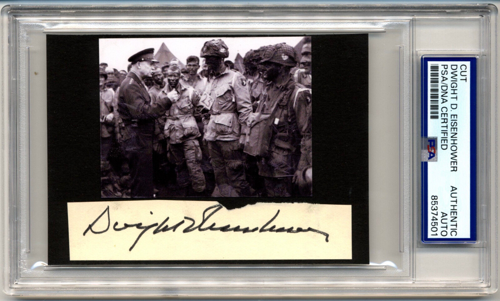 President DWIGHT EISENHOWER Signed Iconic D-Day Photo Display PSA Auto