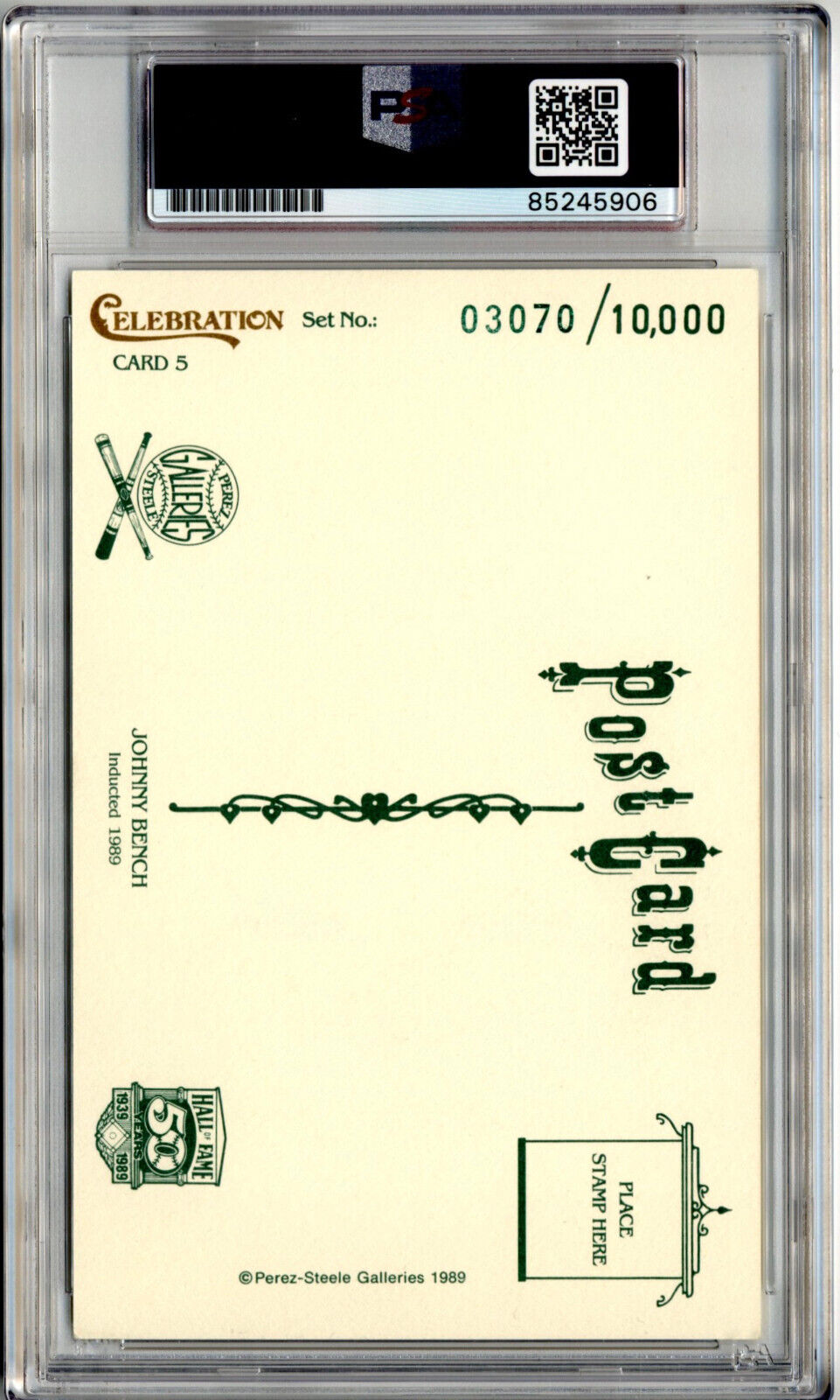 Johnny Bench Boldly Signed Perez Steele Card PSA/DNA Authentic Auto!